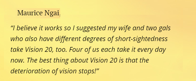 vision 20 supplement review,